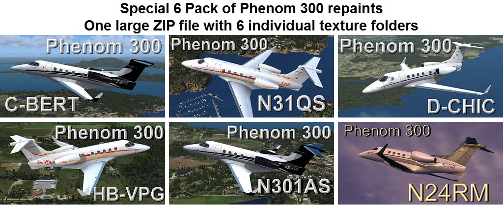 6 Carenado Phenom 300 Repaints available for download