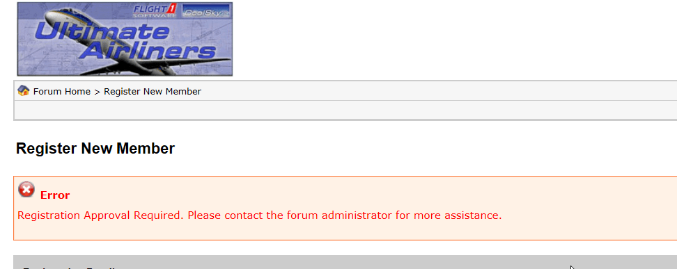 Can't register forum Flight 1 Cessna Citation